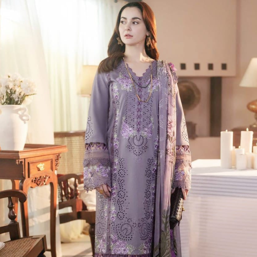 chikankari embroidered lawn cotton unstitched luxury 3pc✓