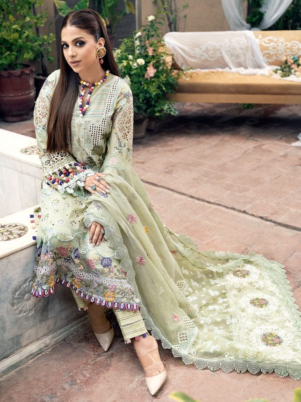 chikankari luxury embroidered lawn cotton unstitched 3pc✓
