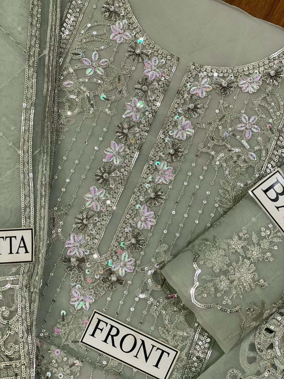 organza embroidered cutwork luxury unstitched 3pc✓