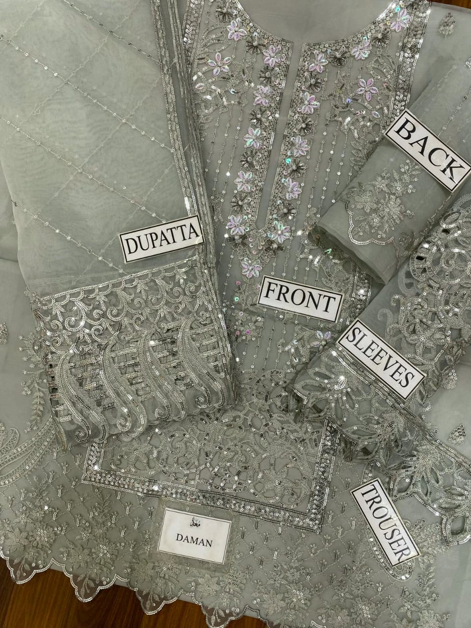 organza embroidered cutwork luxury unstitched 3pc✓