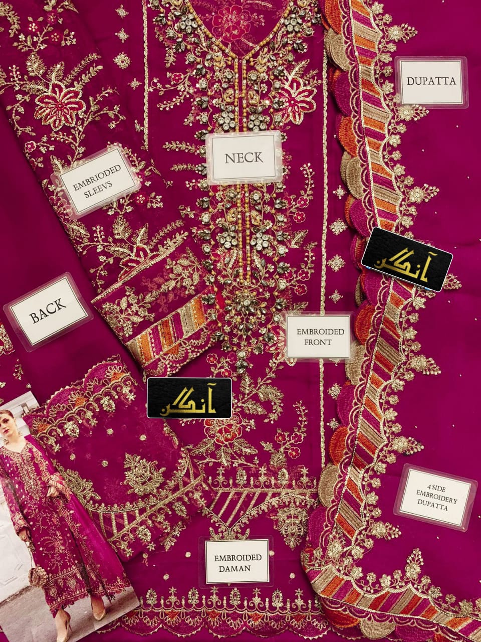 chiffon embroidered sequence luxury formal unstitched 3pc✓