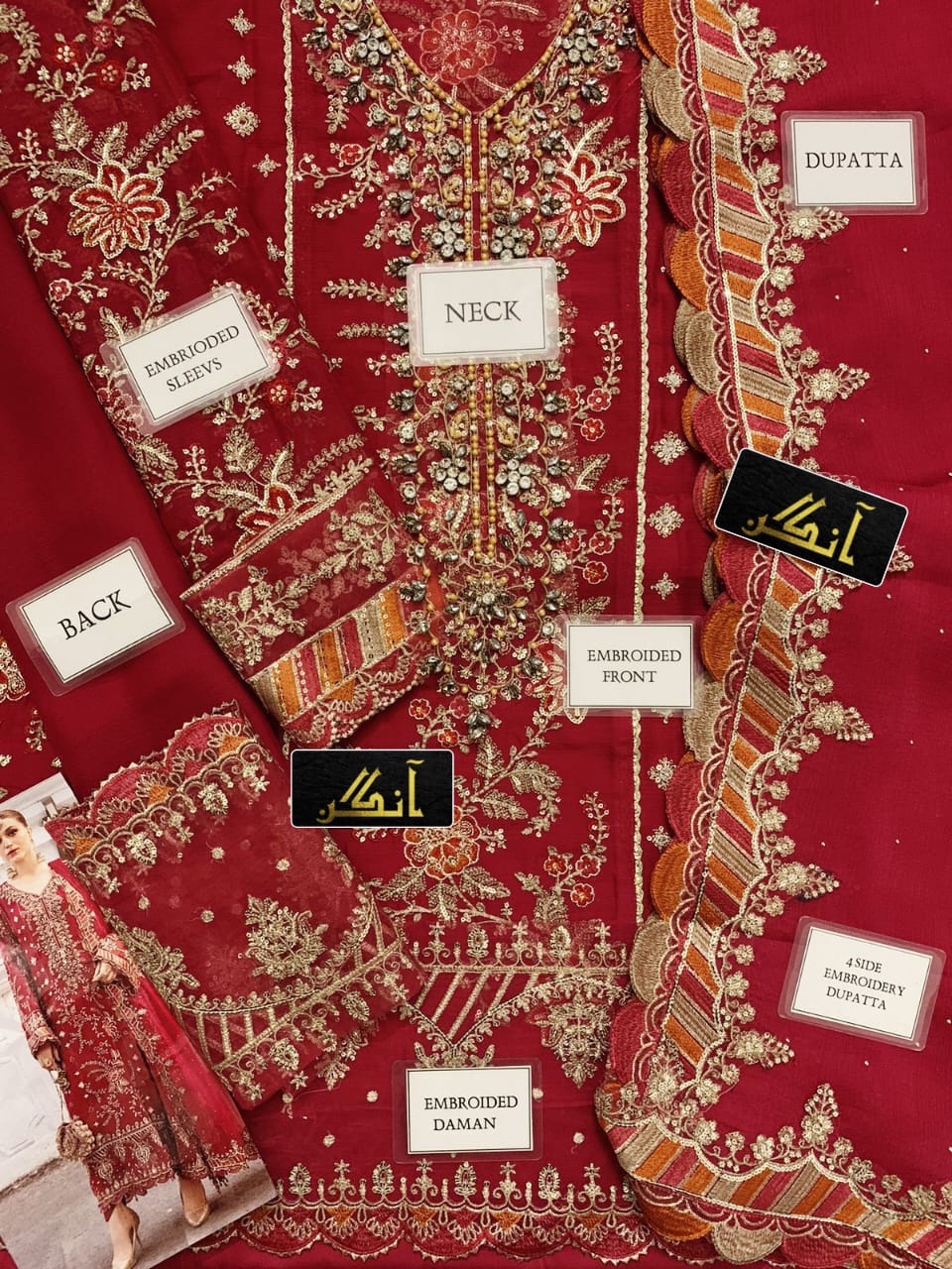 chiffon embroidered sequence luxury formal unstitched 3pc✓
