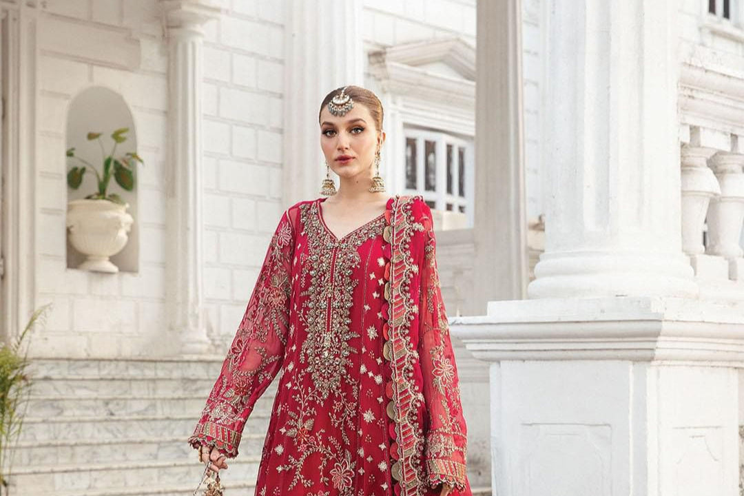 chiffon embroidered sequence luxury formal unstitched 3pc✓