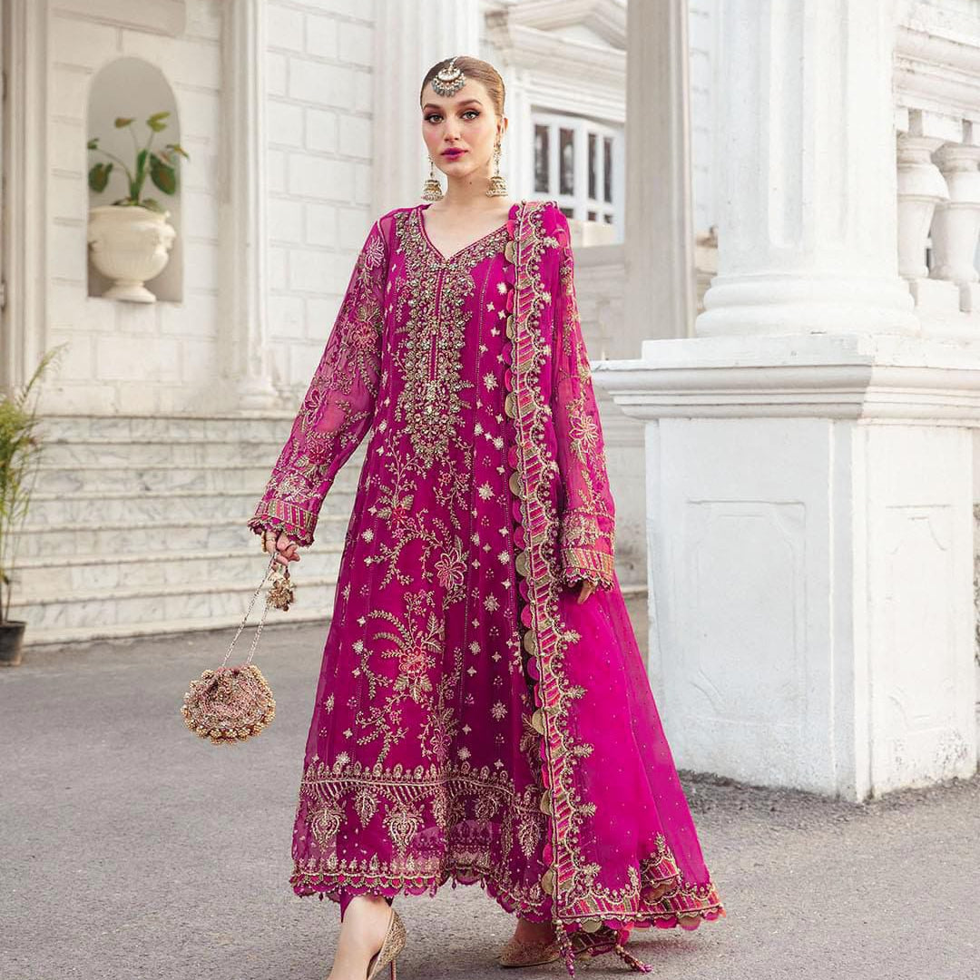 chiffon embroidered sequence luxury formal unstitched 3pc✓
