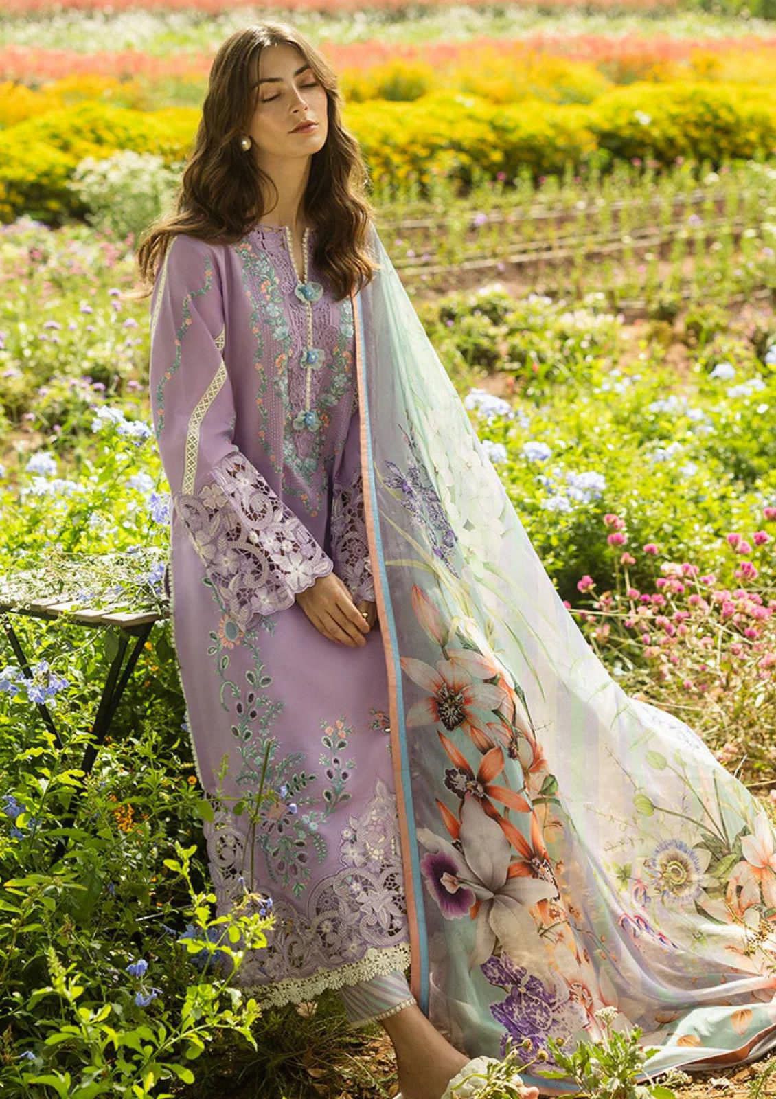 lawn embroidered luxury patch work unstitched 3pc✓