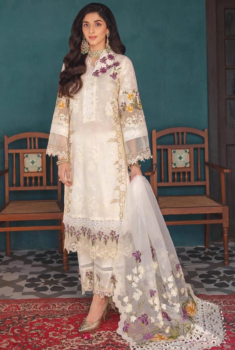 chikankari lawn cotton embroidered luxury unstitched 3pc✓