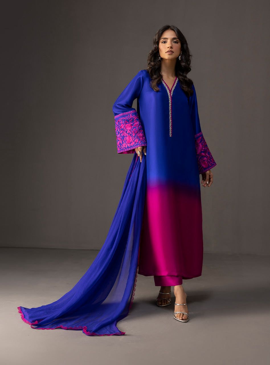 Silk printed unstitched 3 piece dress