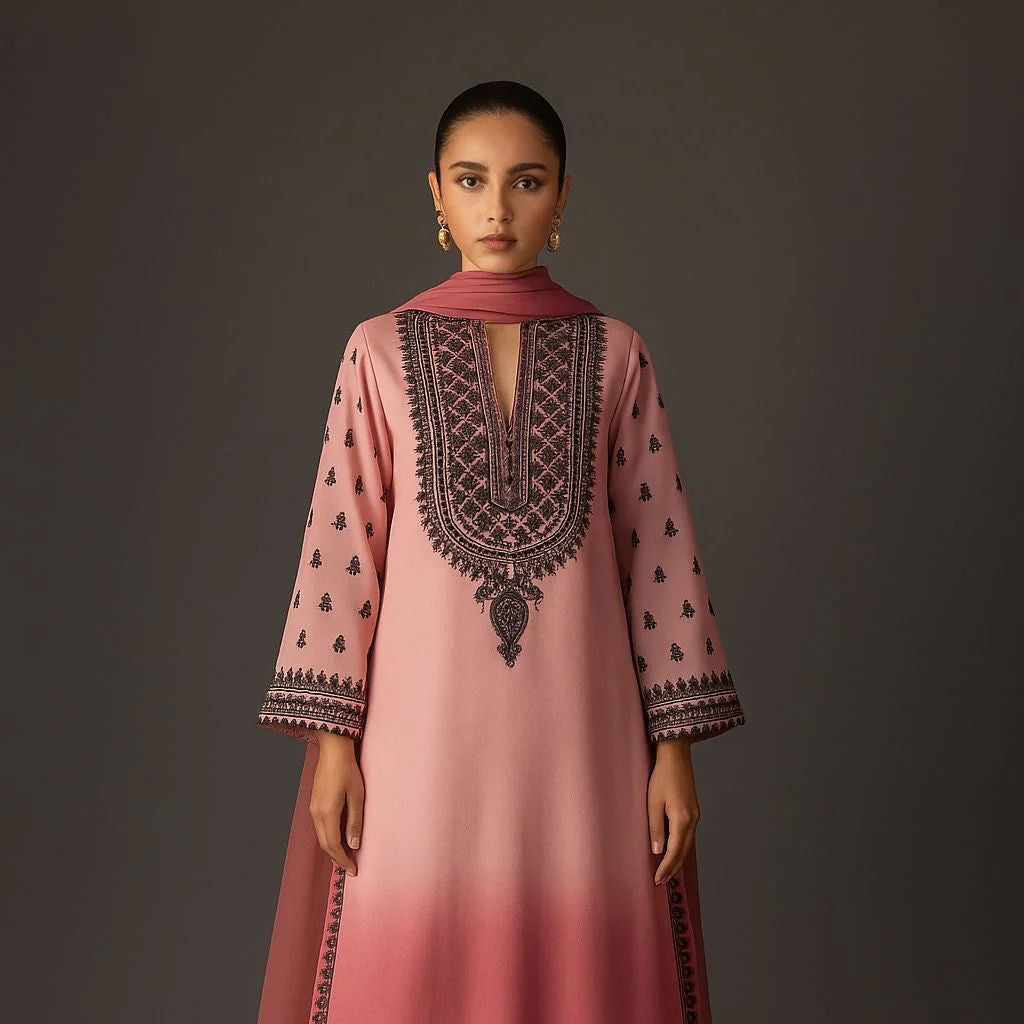 Silk printed unstitched 3 piece dress