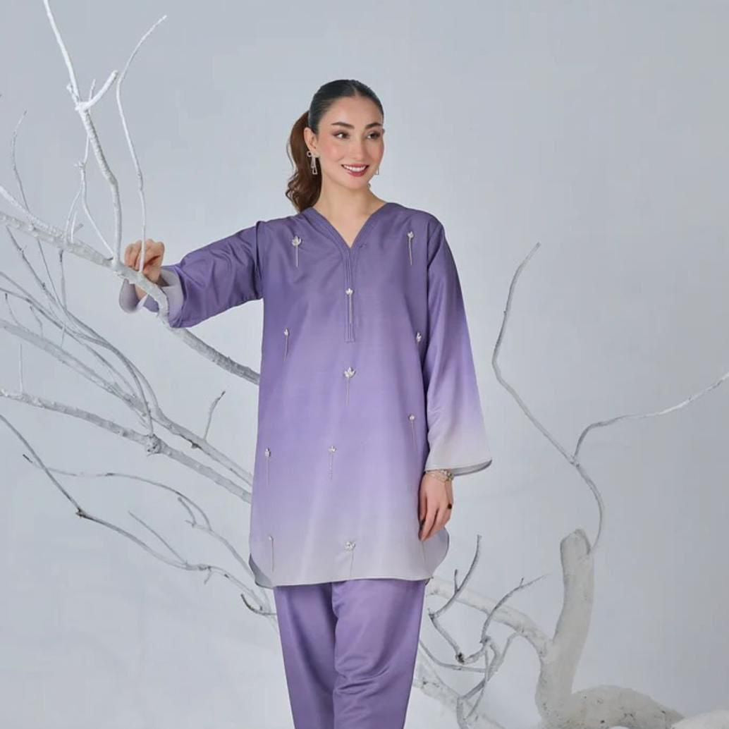 Silk printed unstitched 3 piece dress