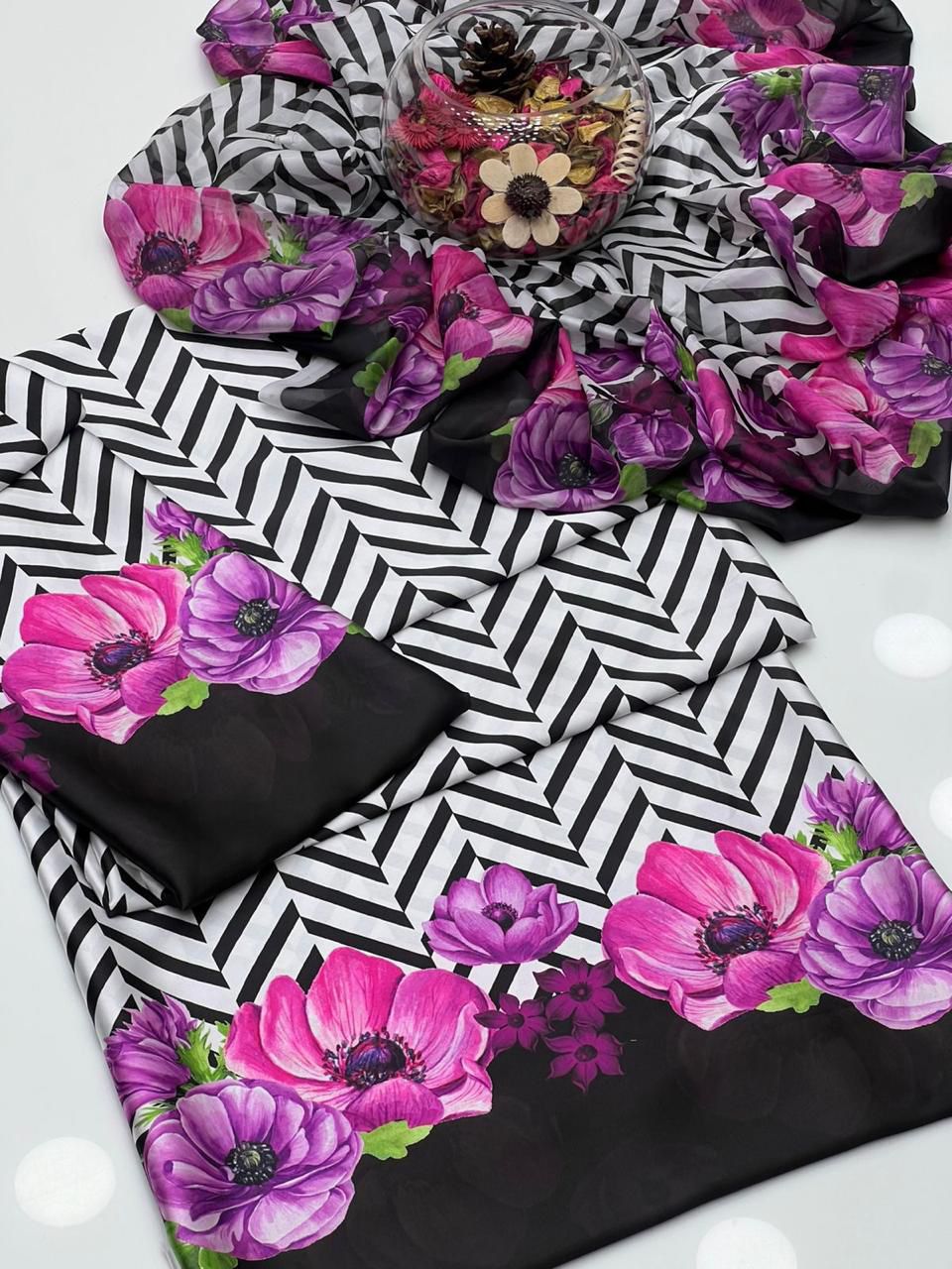 Silk printed unstitched 3 piece dress