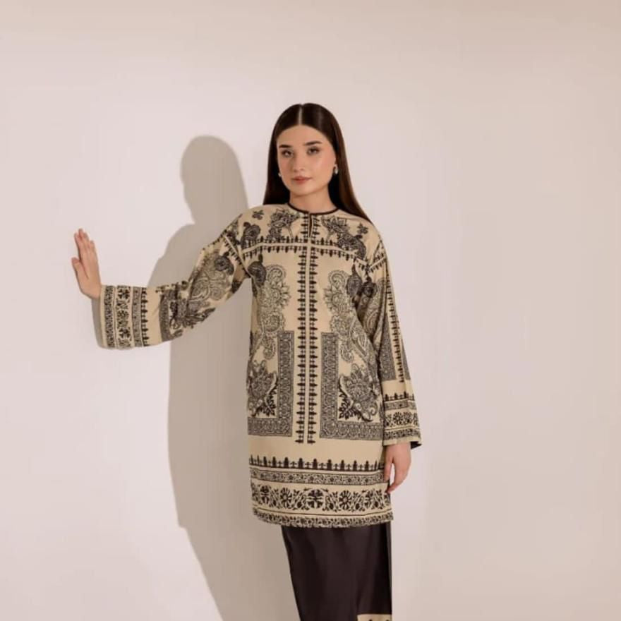 Silk printed unstitched 3 piece dress