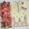 Linen embroidered unstisched 3 piece dress