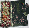 Linen emboidered unstitched 3 piece dress