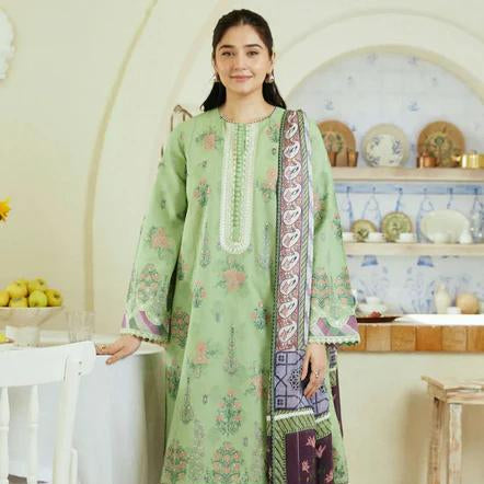 Linen emroidered unstitched 3 piece dress