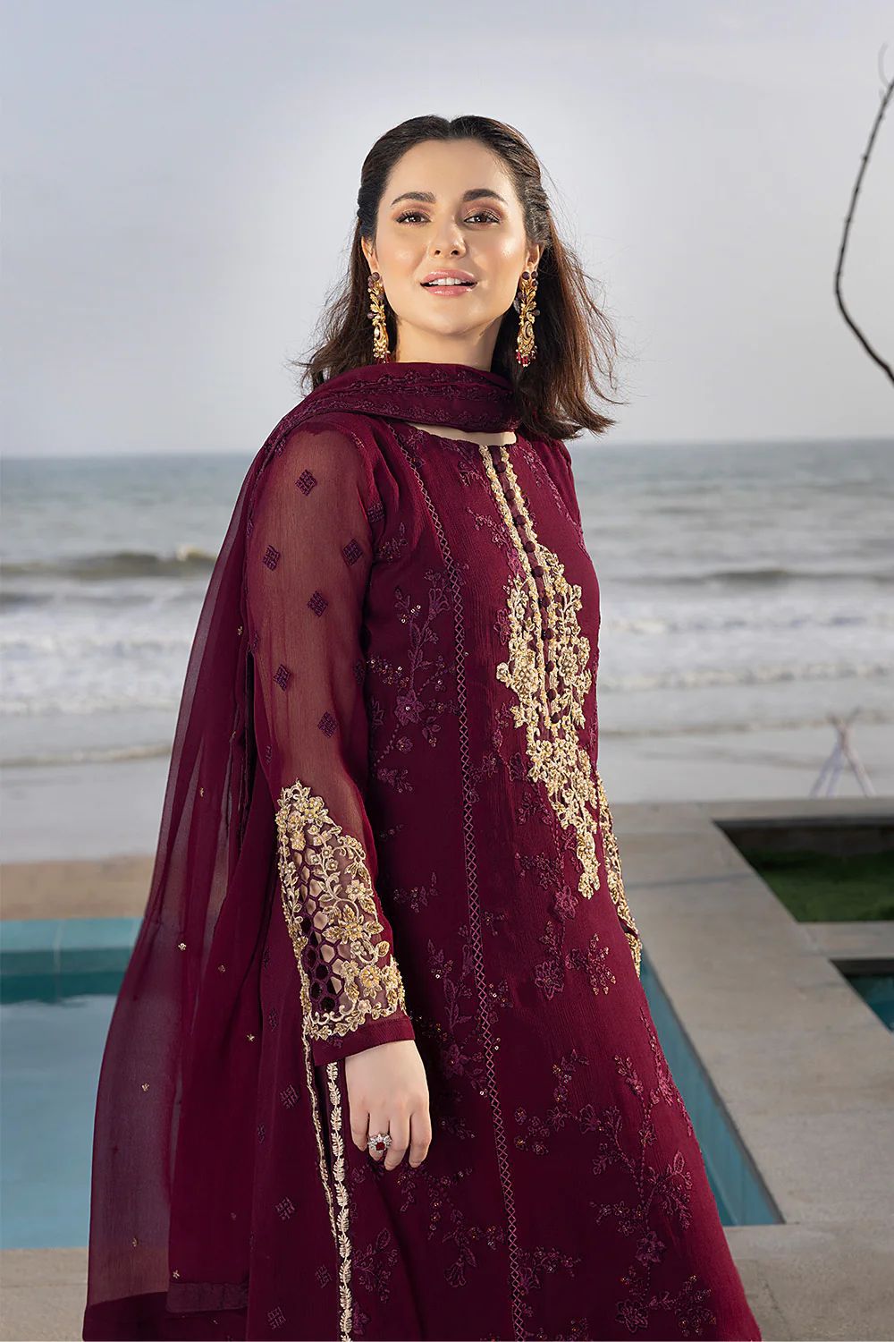 AZURE chiffon embroidered luxury unstiched 3 piece