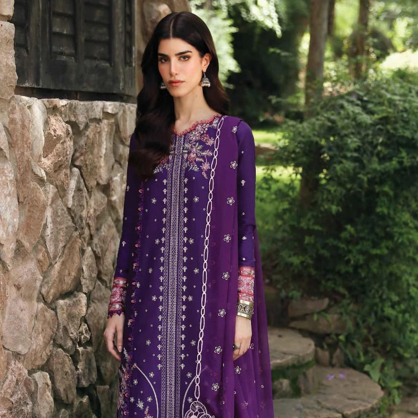 Qalamqar lawn cotton sciflie embroidered patch work luxury unstitched 3 piece