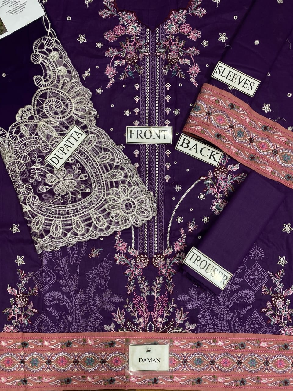 Qalamqar lawn cotton sciflie embroidered patch work luxury unstitched 3 piece