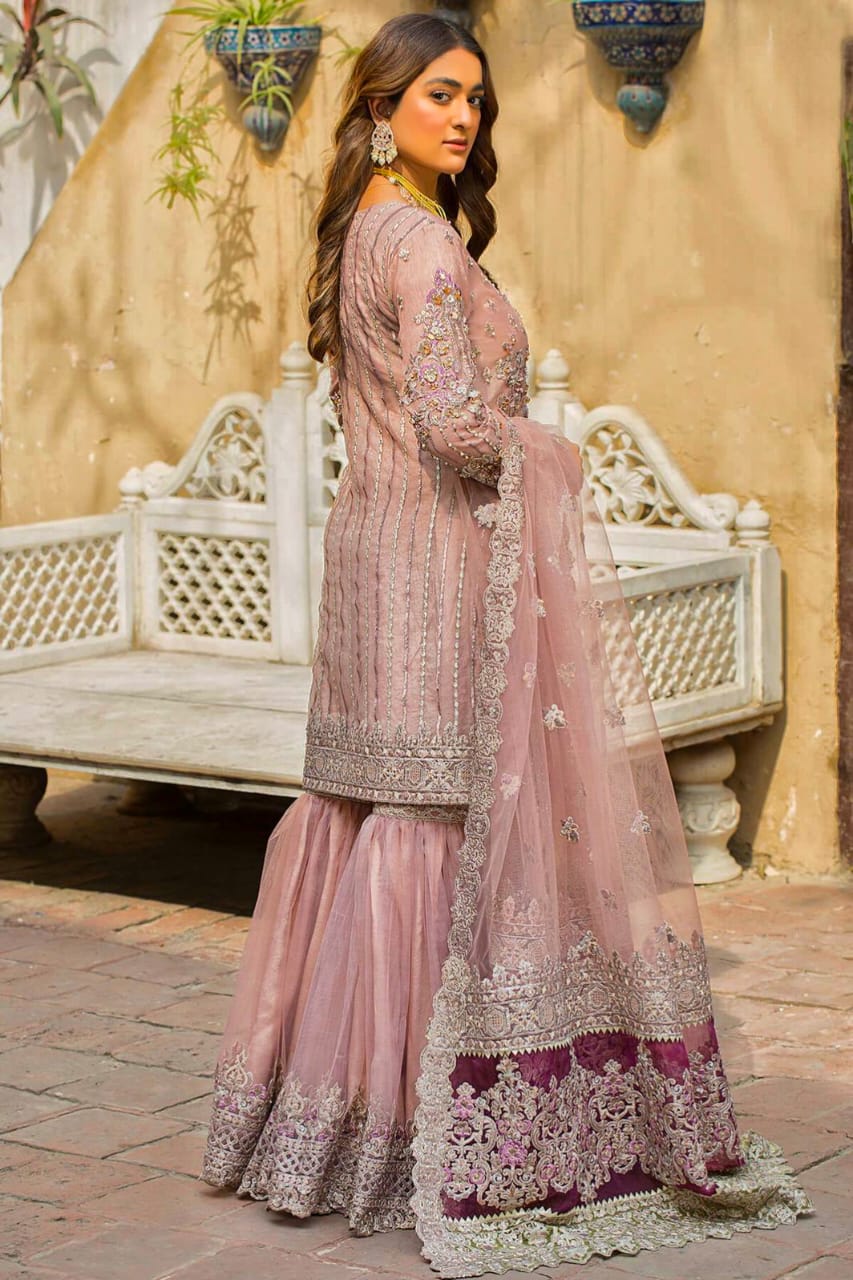 Imrozia net embroidered hand embellished luxury garara unstitched 3 piece dress