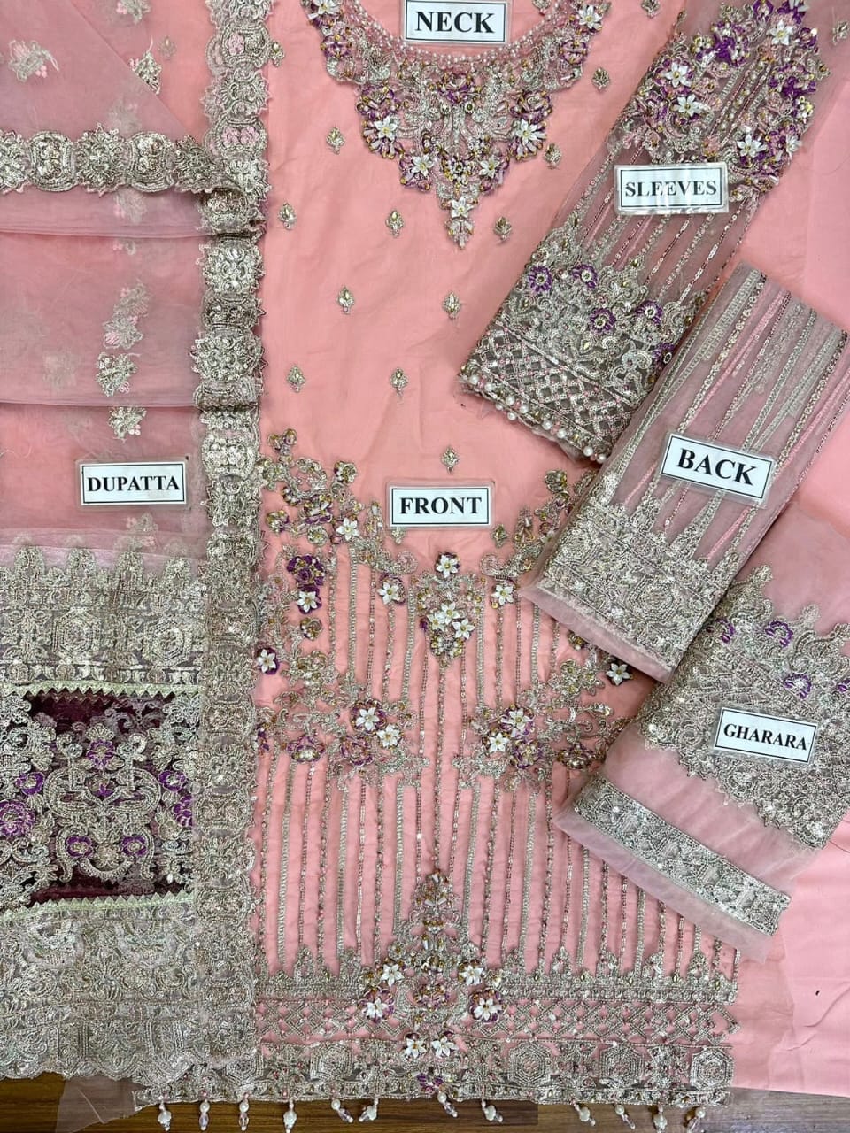 Imrozia net embroidered hand embellished luxury garara unstitched 3 piece dress