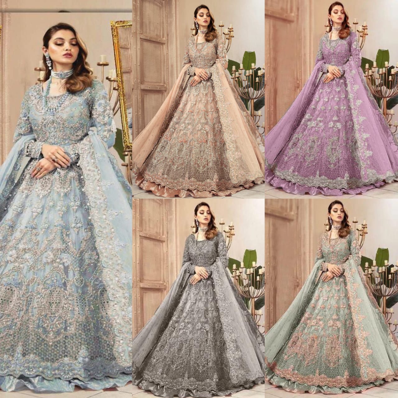 Net embroidered sequence hand embellished luxury unstitched maxi 3 piece dress