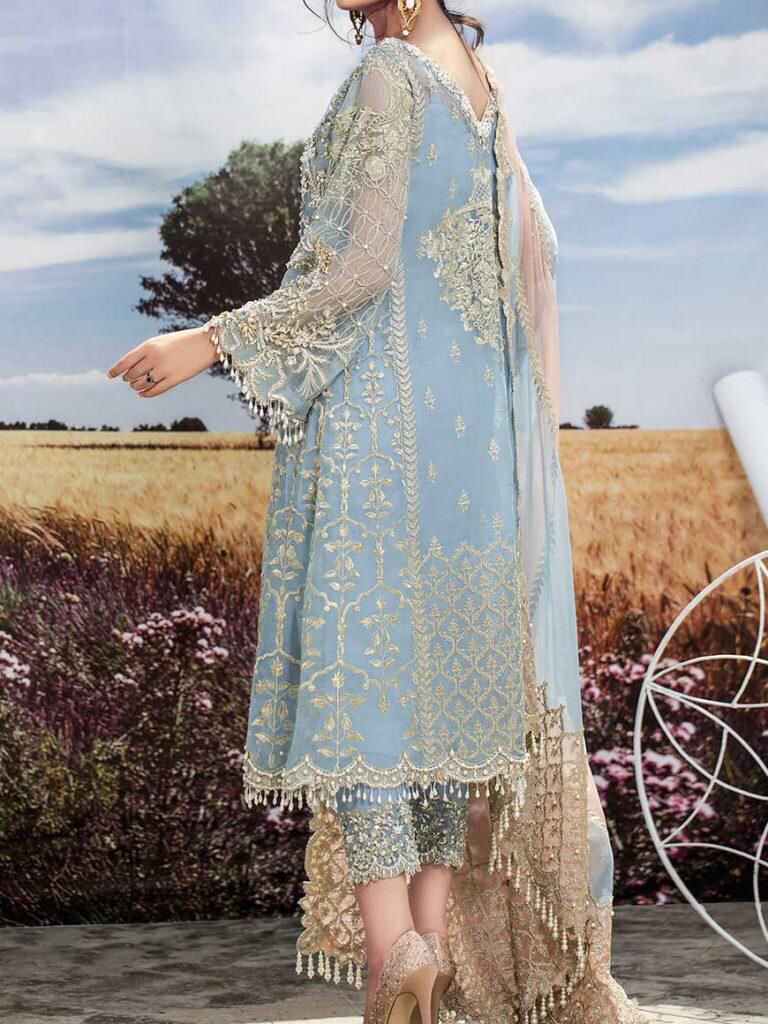 Agha noor organza embroidered & sequence luxury unstiched 3 piece dress