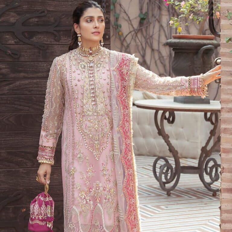 Afrozeh organza embroidered luxury unstiched 3 piece dress