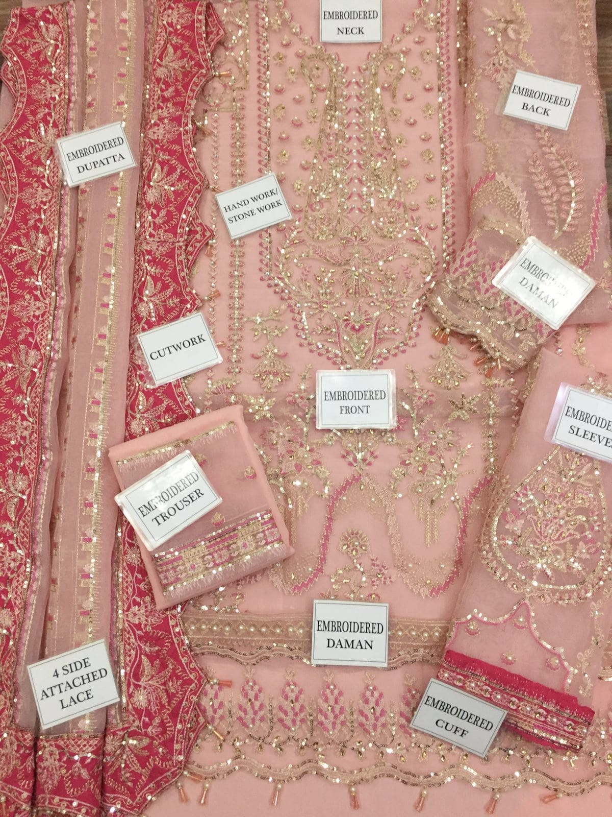 Afrozeh organza embroidered luxury unstiched 3 piece dress