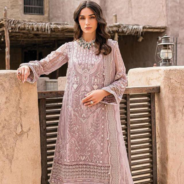 Gulall organza embroidered formal unstitced 3 piece dress