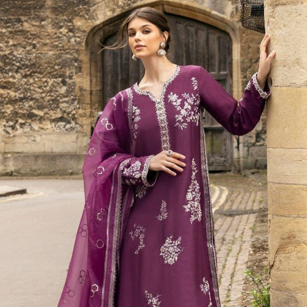 Organza embroidered hand embellished luxury unstitched 3 piece dress