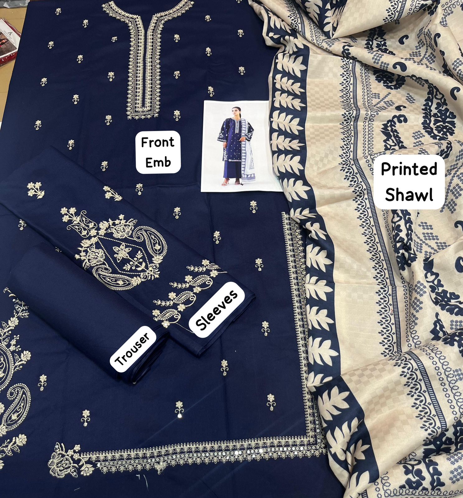 Dhanak printed unstitched 3 piece dress