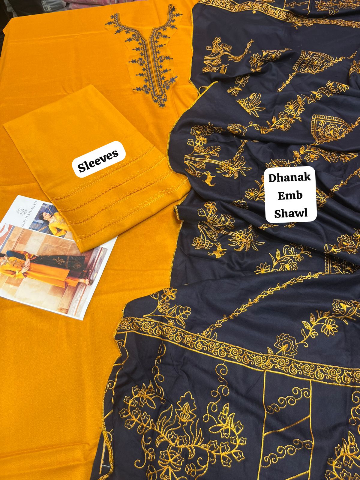 Dhanak embroidered unstitched 3 piece dress