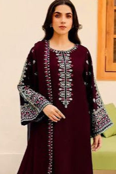 Dhanak embroidered unstitched 3 piece dress