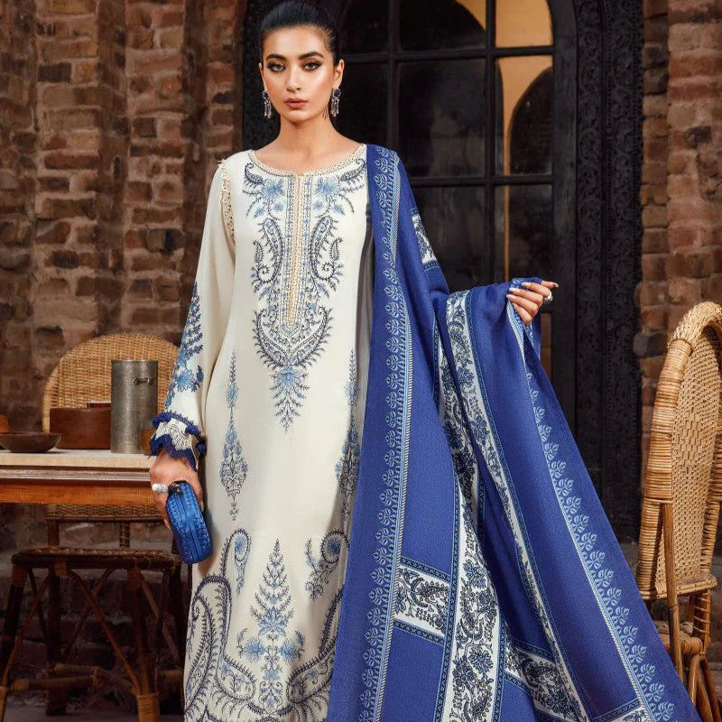 Dhanak embroidered unstitched 3 piece dress