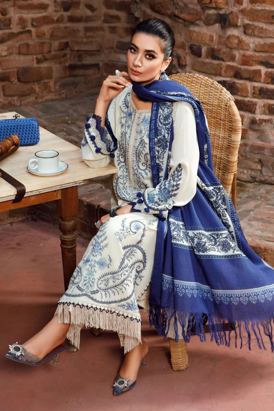 Dhanak embroidered unstitched 3 piece dress