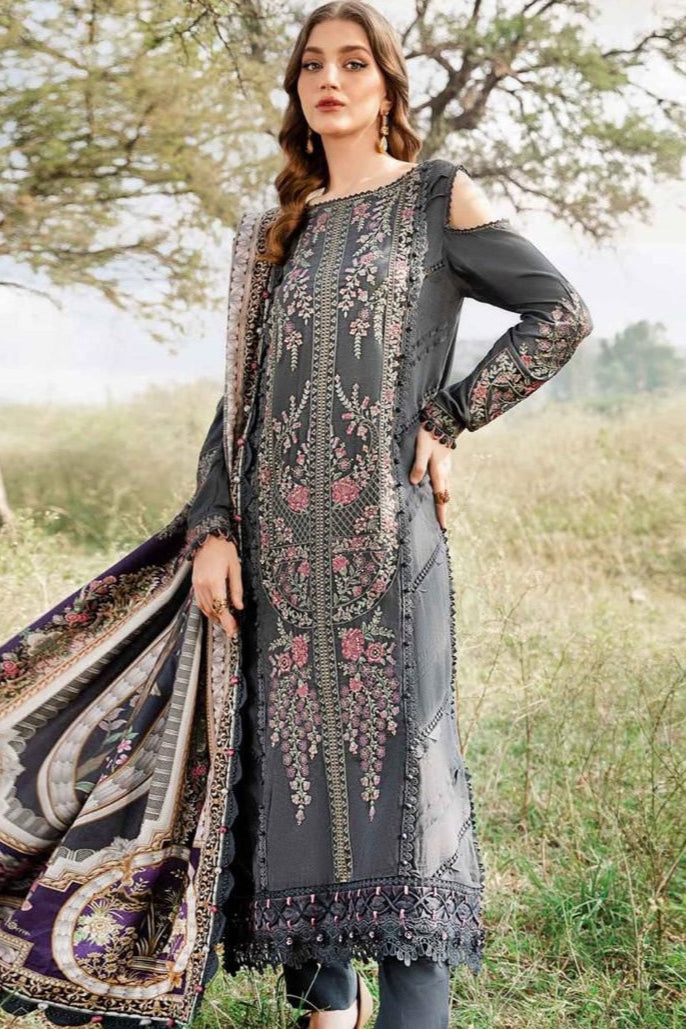 Dhanak embroidered unstitched 3 piece dress
