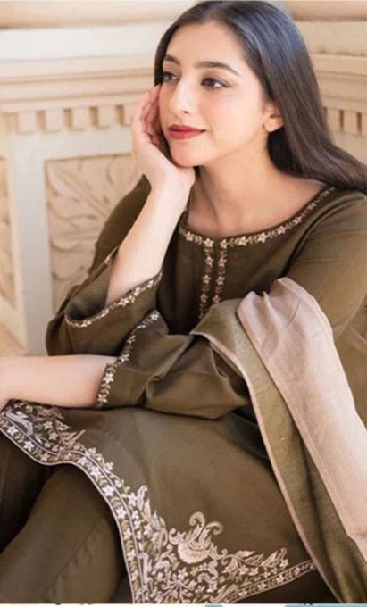 Dhanak embroidered unstitched 3 piece dress