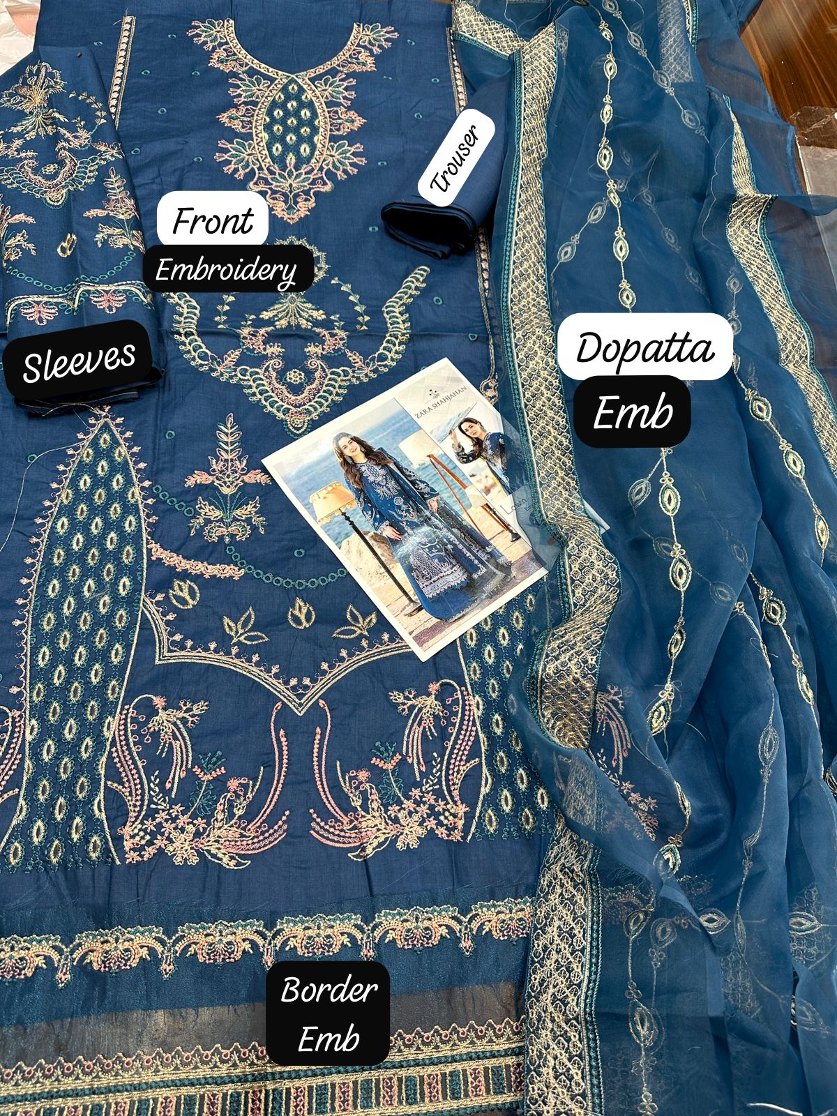 Lawn embroidered unstitched 3 piece dress