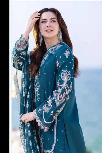 Lawn embroidered unstitched 3 piece dress
