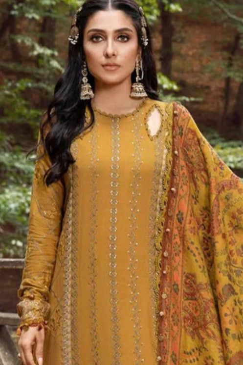 Lawn embroidered unstitched 3 piece dress