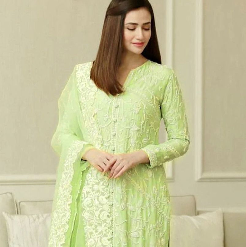 Lawn embroidered unstitched 3 piece dress