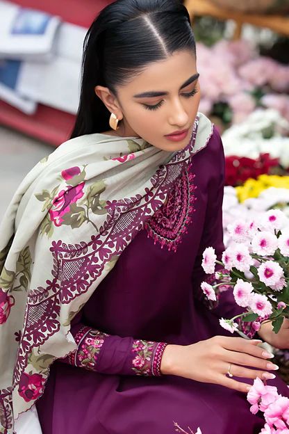 Lawn embroidered unstitched 3 piece dress