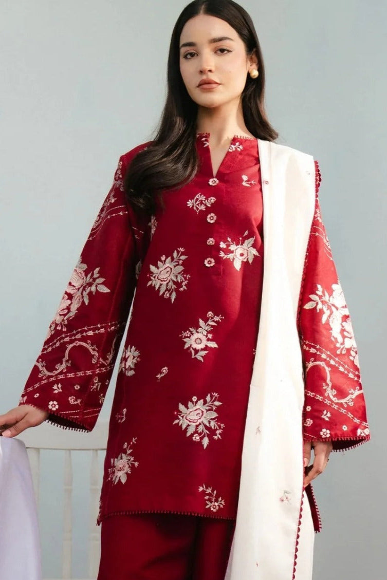 Lawn embroidered unstitched 3 piece dress