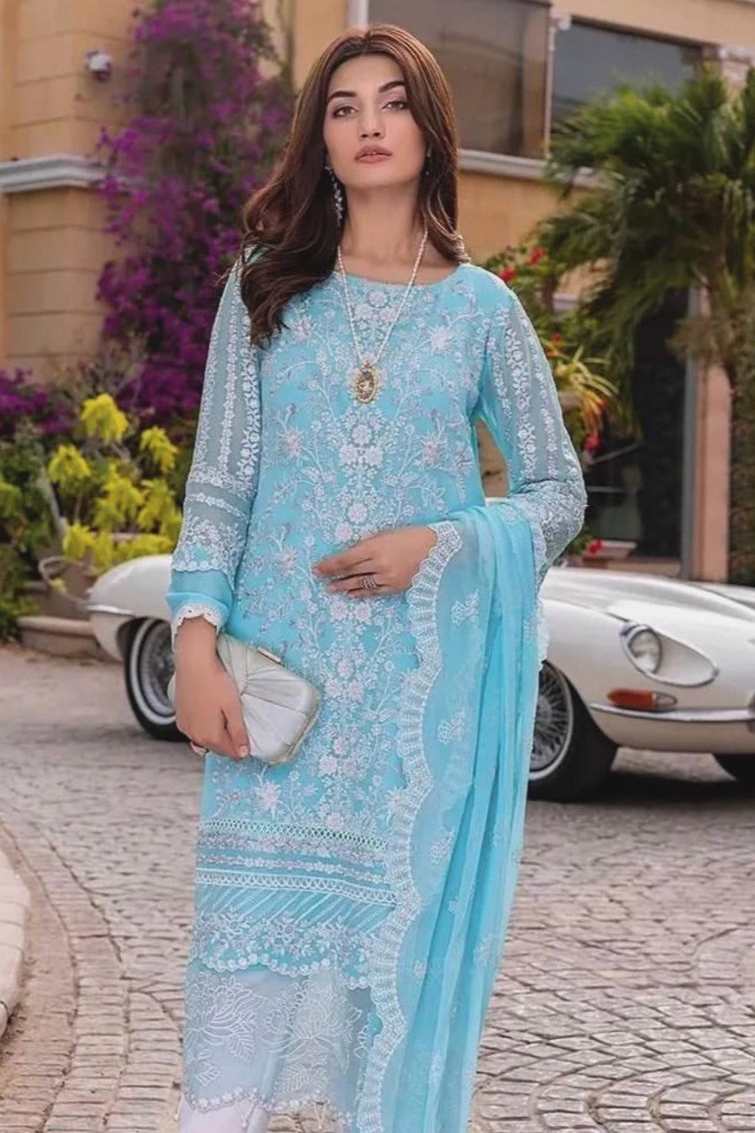 Lawn embroidered unstitched 3 piece dress