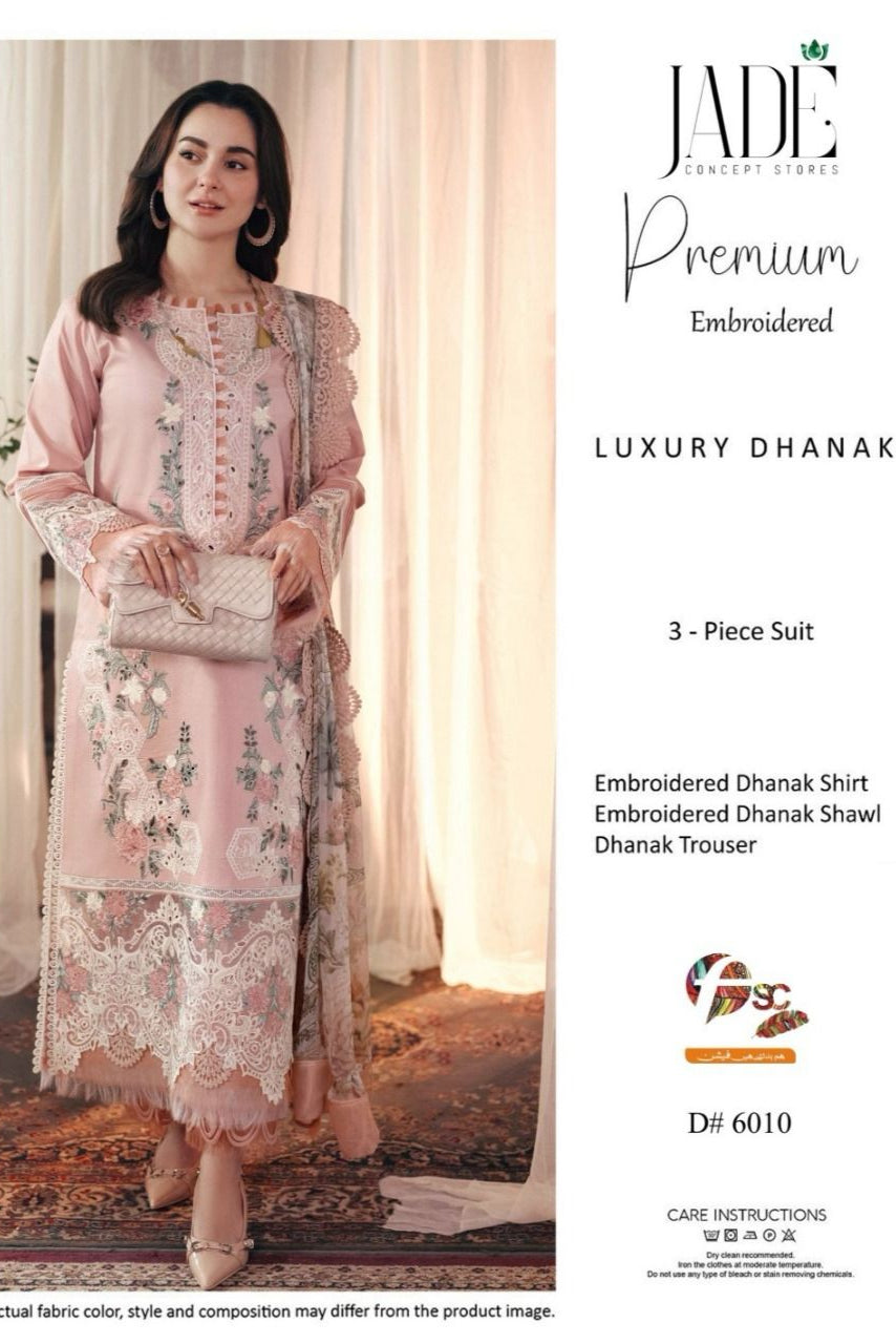Dhanak embroidered unstitcehed 3 piece dress