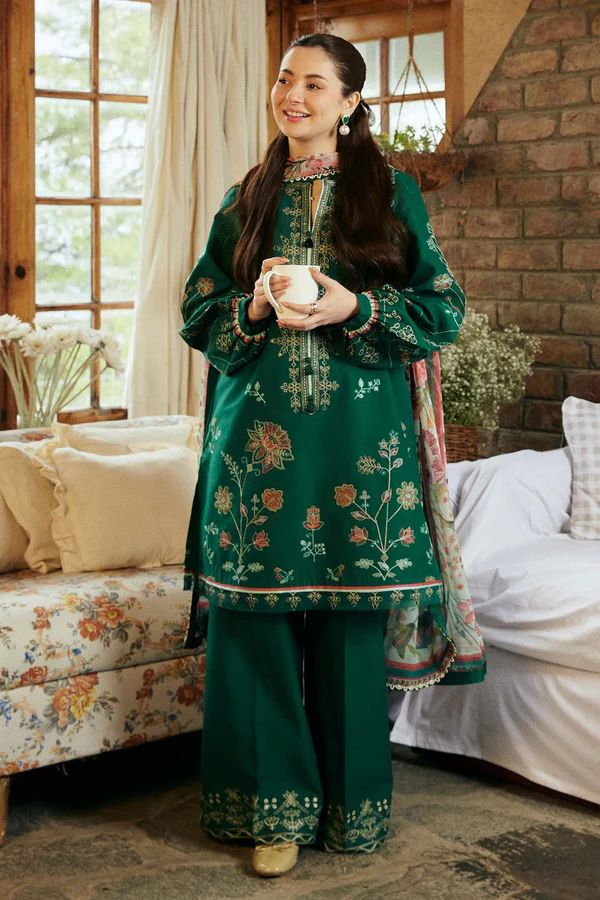 Dhanak embroidered unstitched 3 piece dress