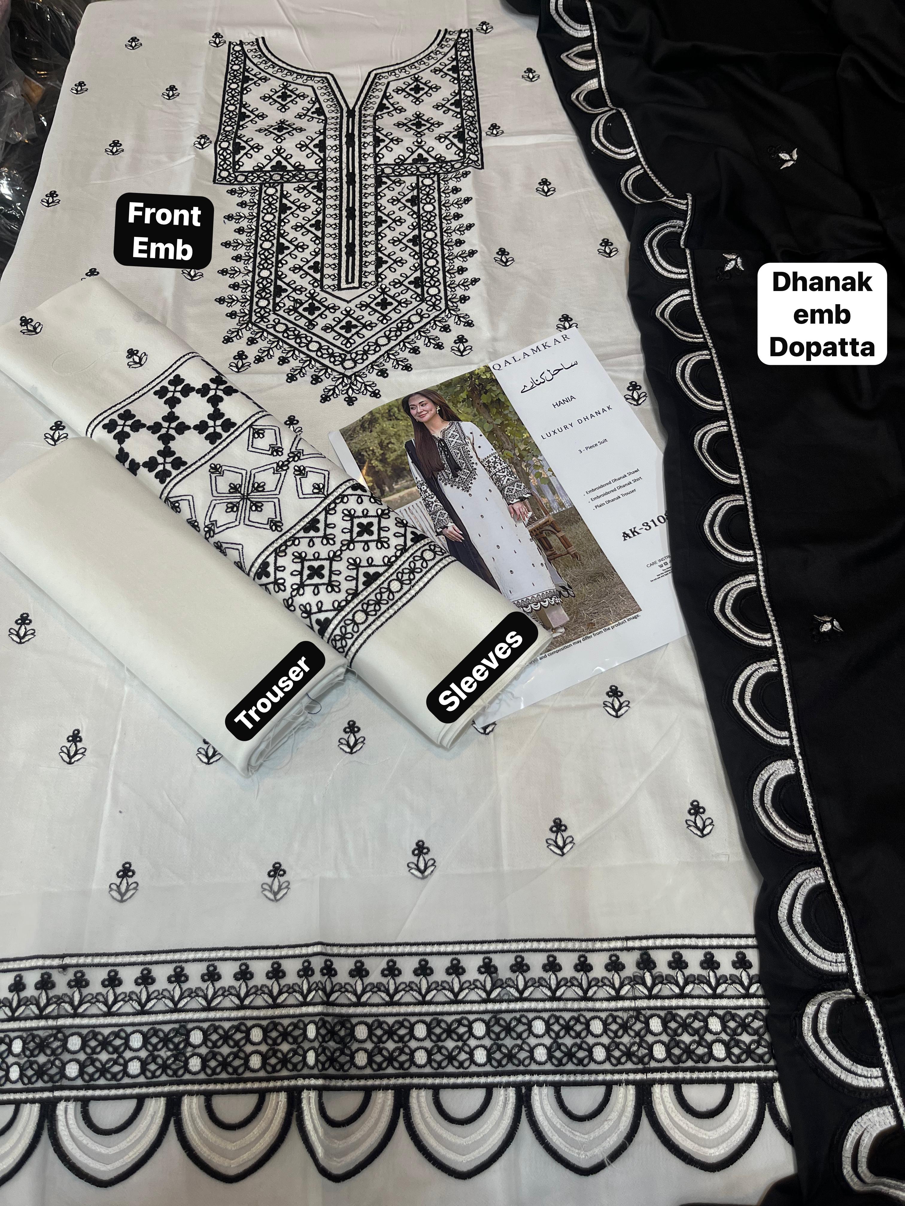 Dhanak embroidered unstitched 3 piece dress