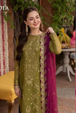 Dhanak embroidered unstitched 3 piece dress