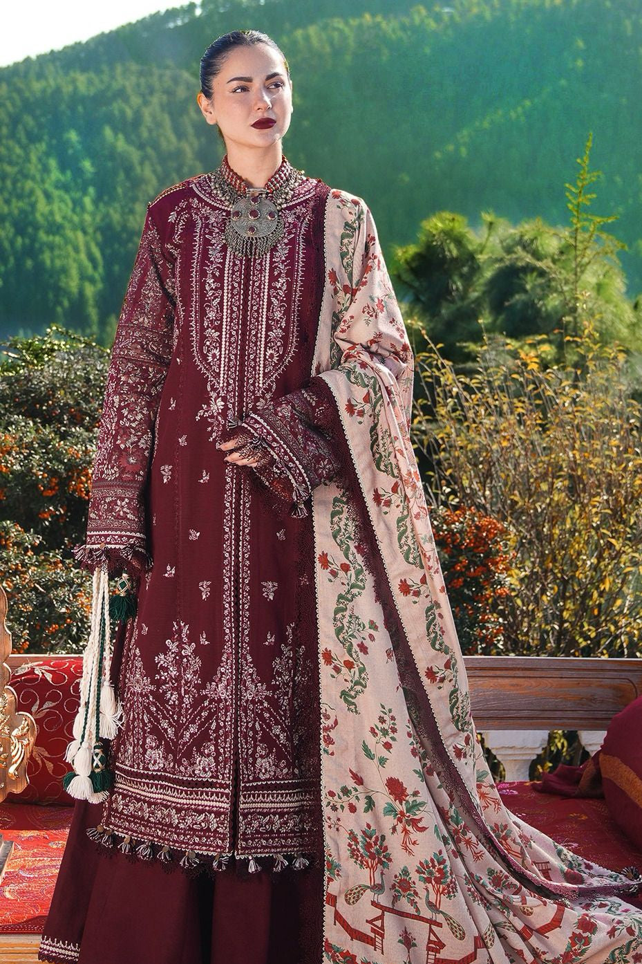 Dhanak embroidered unstitched 3 piece dress