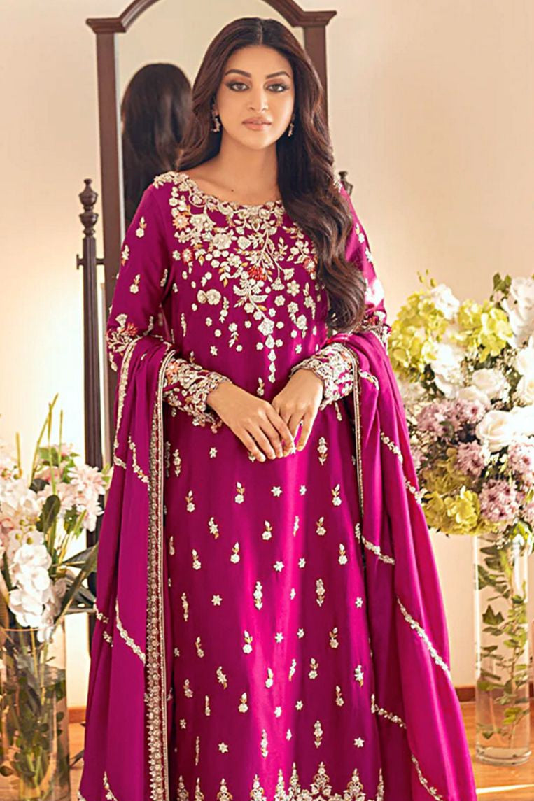 Dhanak embroidered unstitched 3 piece dress