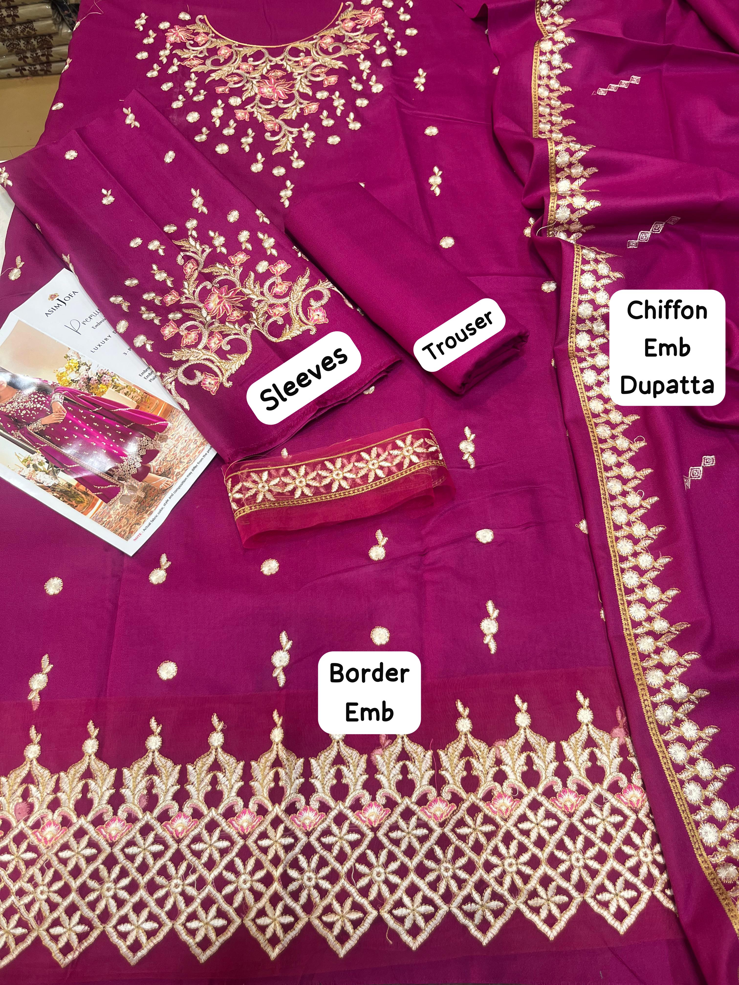 Dhanak embroidered unstitched 3 piece dress